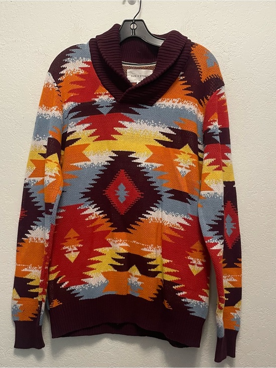 Sun + Stone Other - SUN + STONE Cowl Neck Sweater Red Orange Southwest New Mexico Style Size Men's M
